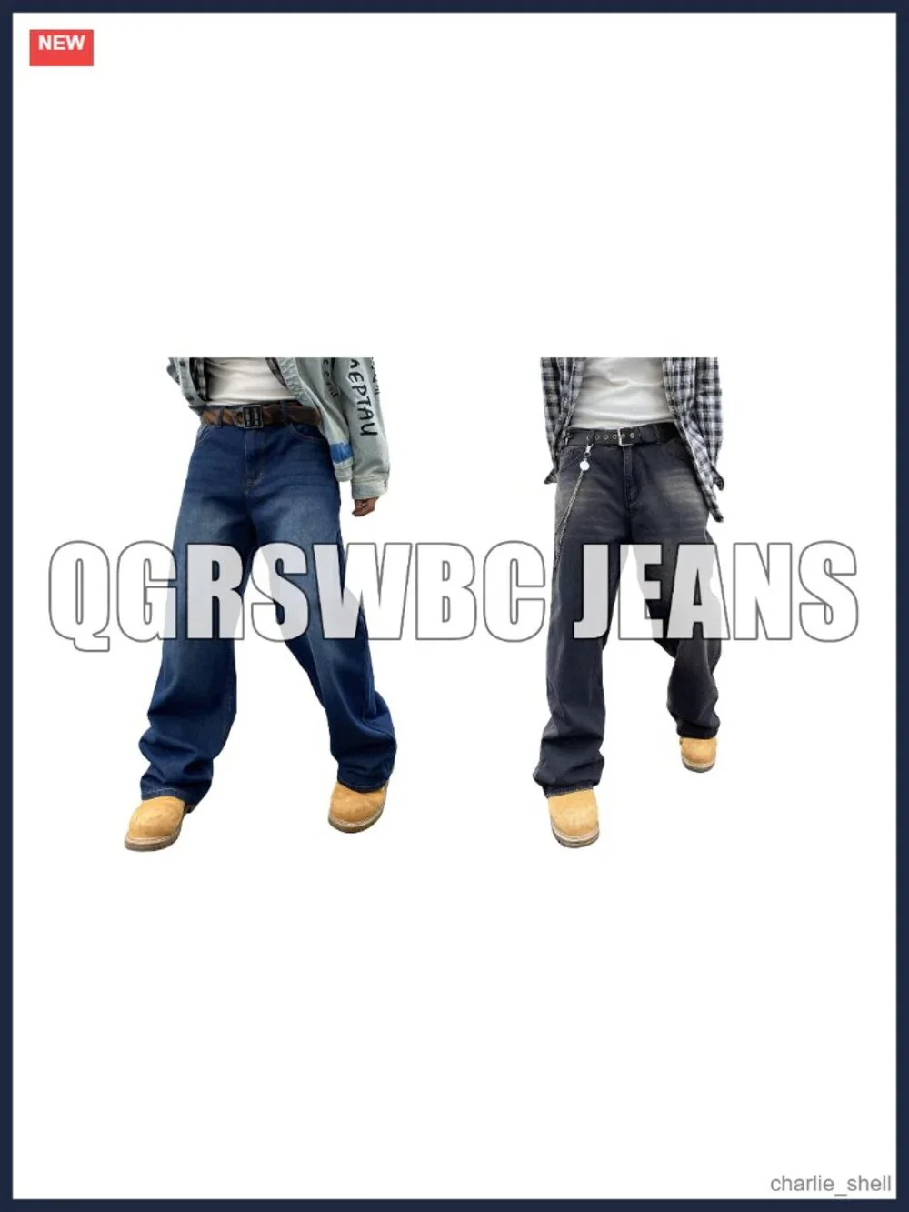 Men's Y2K Wide Leg Baggy Jeans 90s Vintage Denim Pants Loose Fit